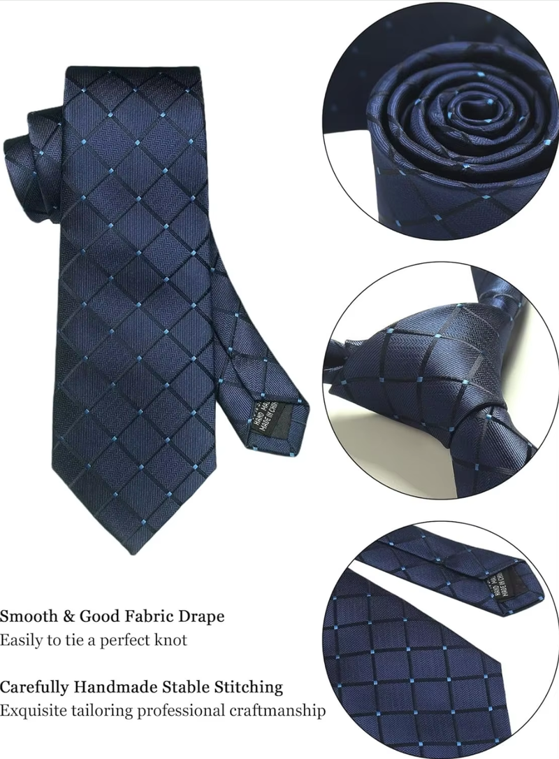 Silk Men Tie Pocket Square Cufflinks 8cm Luxury Wedding Prom Accessories Gravats
