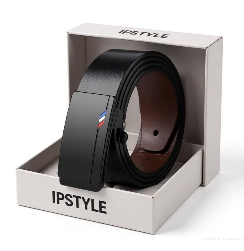 Men's Belt Luxury Belt, Black Men's Automatic Buckle Jeans Suit Belt 120cm