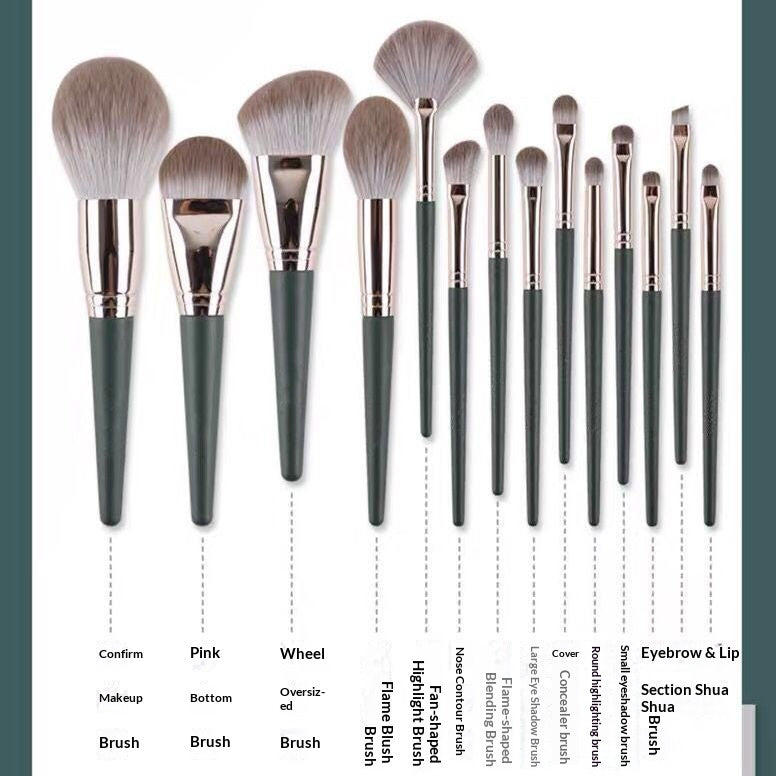 4 Pcs Green Cloud Makeup Brush Set, Soft Fluffy Bristles Full Face Cosmetic Brushes Kit, Beginner Friendly Beauty Makeup Tools With Storage Bag