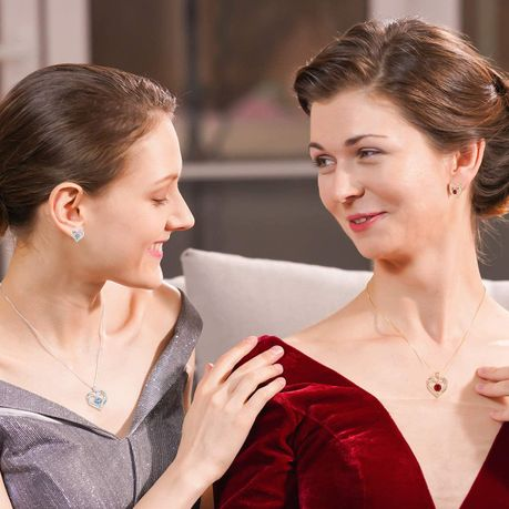 Valentine's Crystal Rose Gold Heart Necklace for Woman