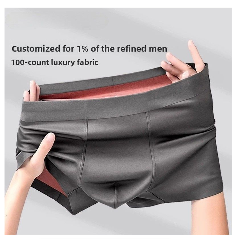 Men's Underwear Seamless Antibacterial Mulberry Silk Crotch Boxer Briefs