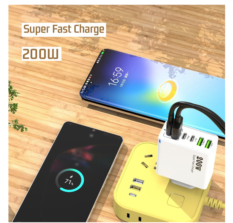 6 Ports Fast Charger USB C Multi Ports PD Quick Charge Wall Phone Adapter