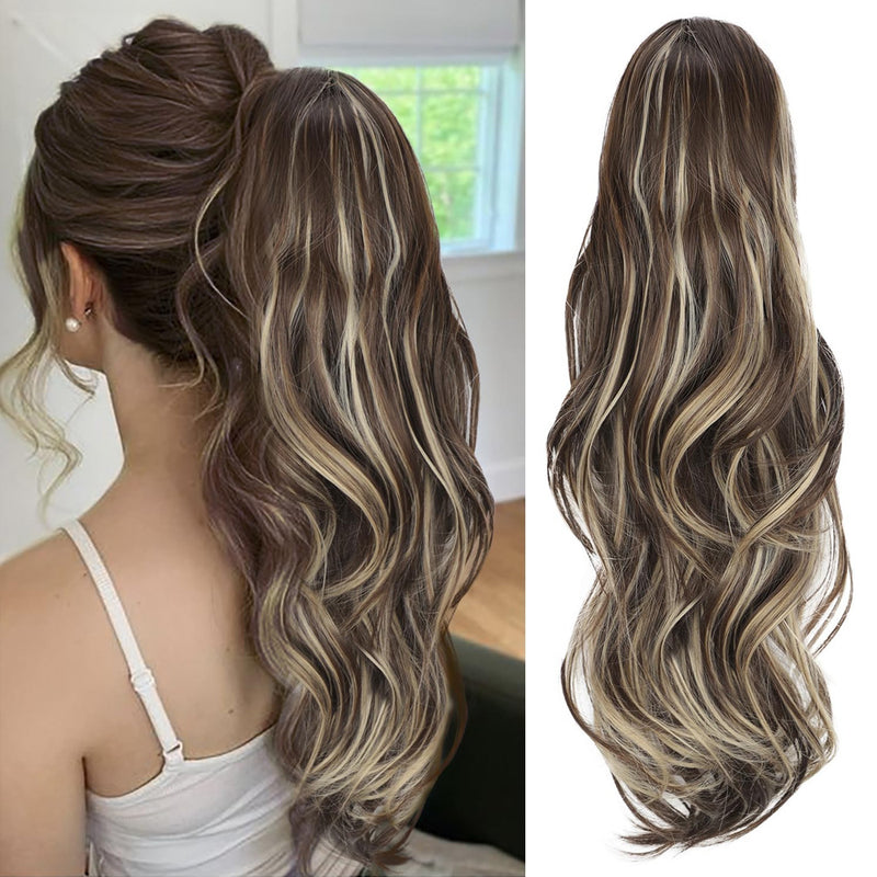 Elastic-band Ponytail Wig with Large Waves and Layered Long Curls