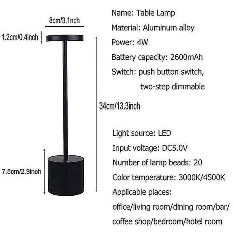 USB Portable Wireless LED Table Lamp (Black)
