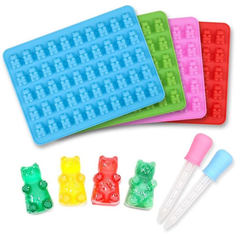 Rubber Bear Shapes Button 50 Holes 4 Color Bear Wear Food Grade
