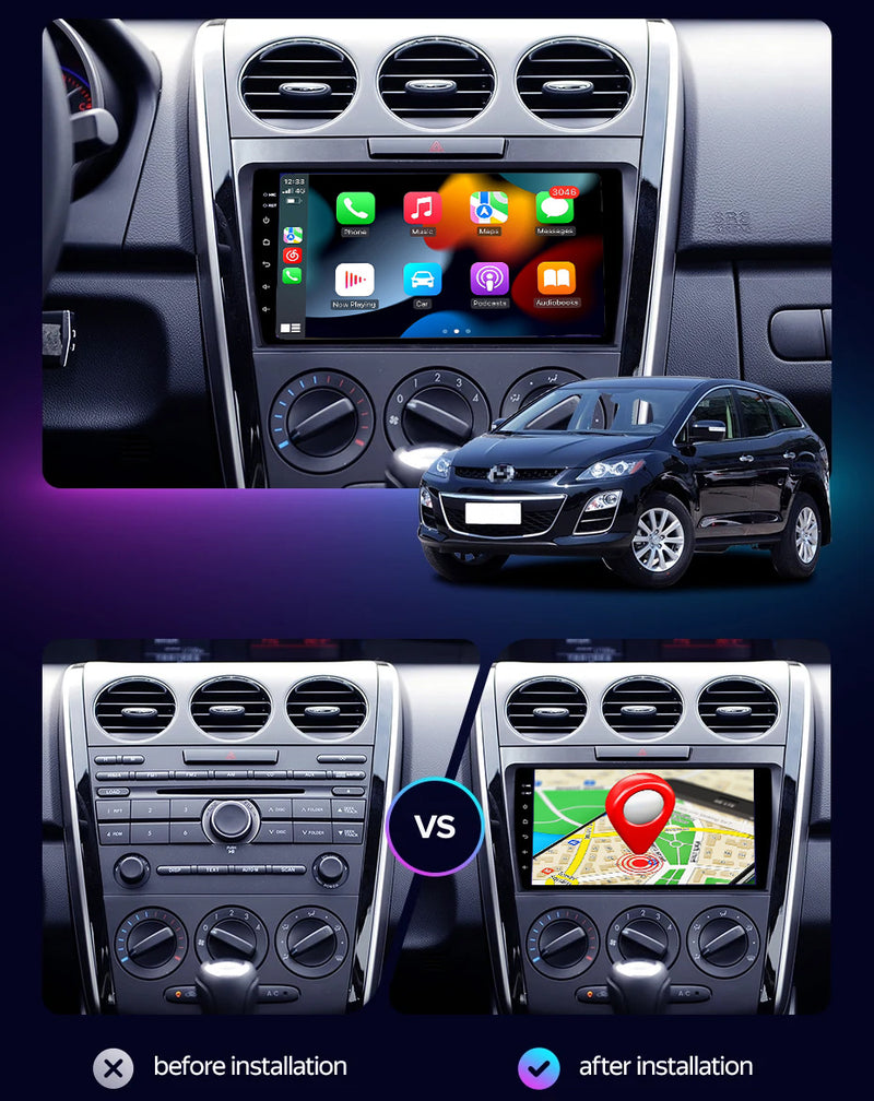 RoverOne Car Stereo Radio Bluetooth CarPlay GPS Navigation for Mazda CX7 CX-7 CX 7 ER 2008 - 2015