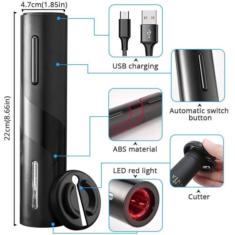 Electric Wine Opener, Rechargeable Automatic Wine Bottle Cork with USB