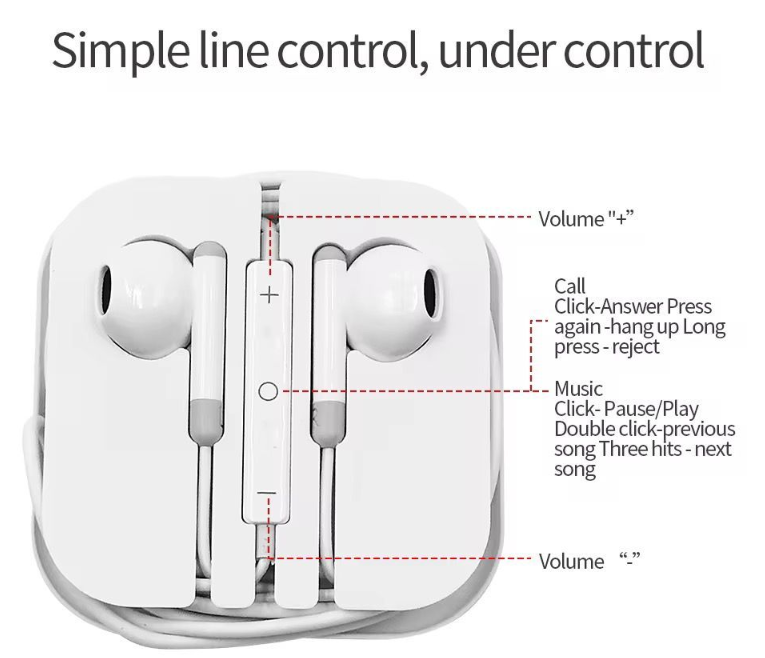 Aux 3.5mm Jack Wired Earphones With Mic - High Quality Sound Handsfree