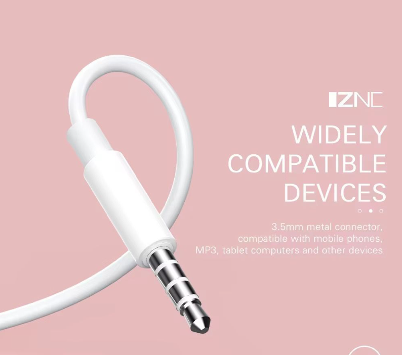 Aux 3.5mm Jack Wired Earphones With Mic - High Quality Sound Handsfree