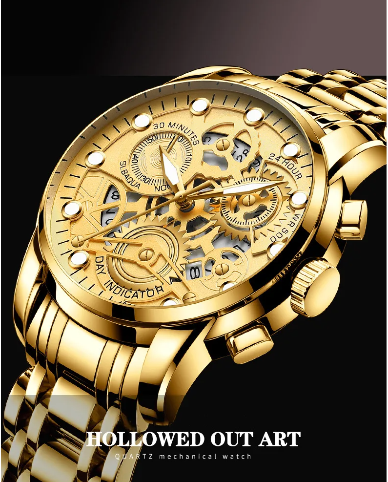 Hollow Out Trendy Quartz Wristwatch Stainless Steel Waterproof