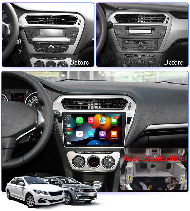 RoverOne Car Stereo Radio Bluetooth CarPlay GPS Navigation for Peugeot 301 for Citroen C-Elysee CElysee 2012 - 2016