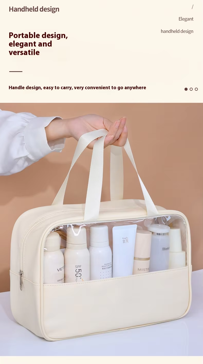 Quality Clear Waterproof PU PVC Toiletry Travel Organizer Bag Fashionable Letter Pattern Cosmetic Bag Cheap Stocks