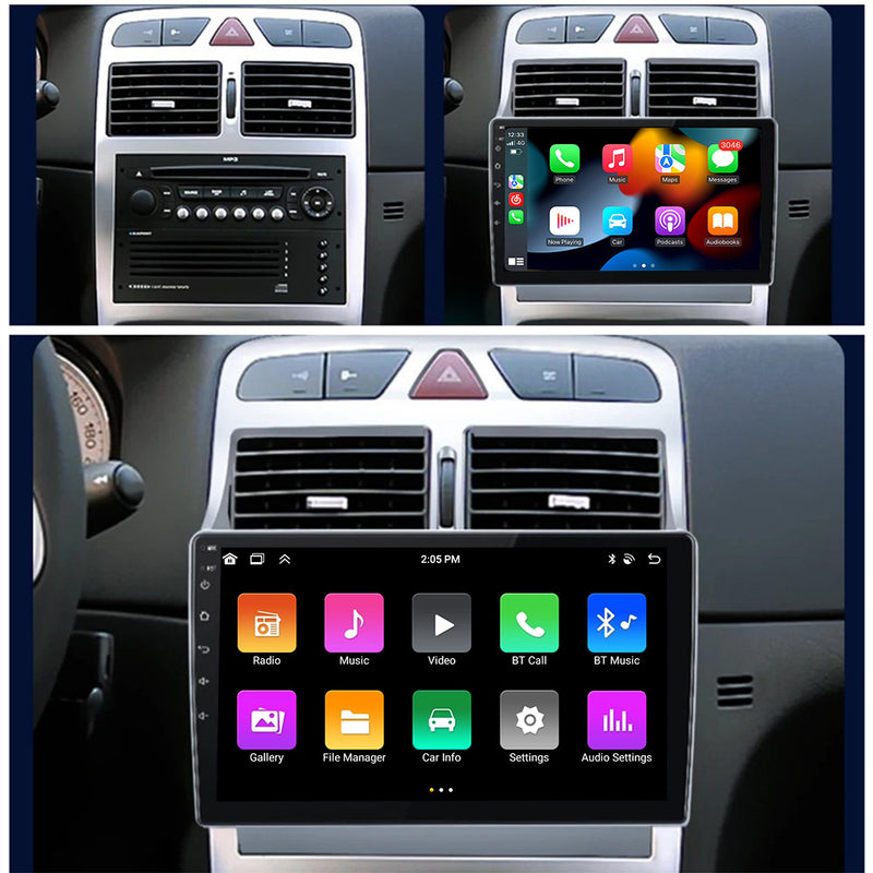 RoverOne Car Stereo Radio Bluetooth CarPlay GPS Navigation for Peugeot 307 2001 - 2013