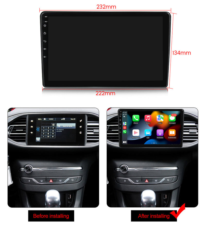 RoverOne Car Stereo Radio Bluetooth CarPlay GPS Navigation for Peugeot 308 T9 308S 2013 - 2017