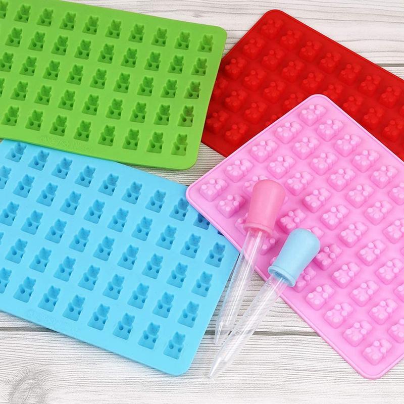 Rubber Bear Shapes Button 50 Holes 4 Color Bear Wear Food Grade