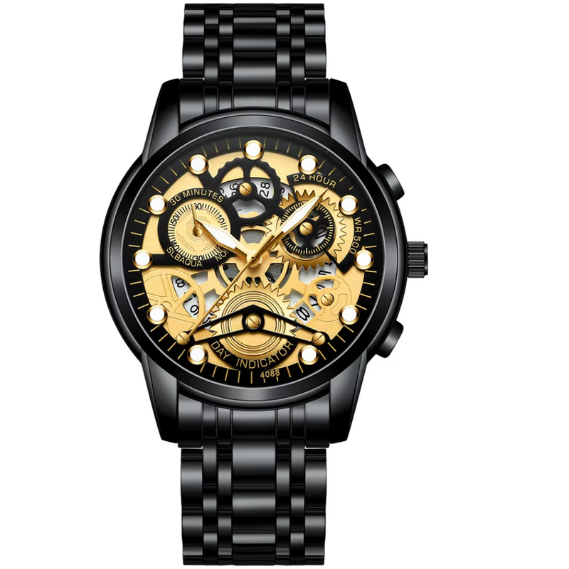 Hollow Out Trendy Quartz Wristwatch Stainless Steel Waterproof
