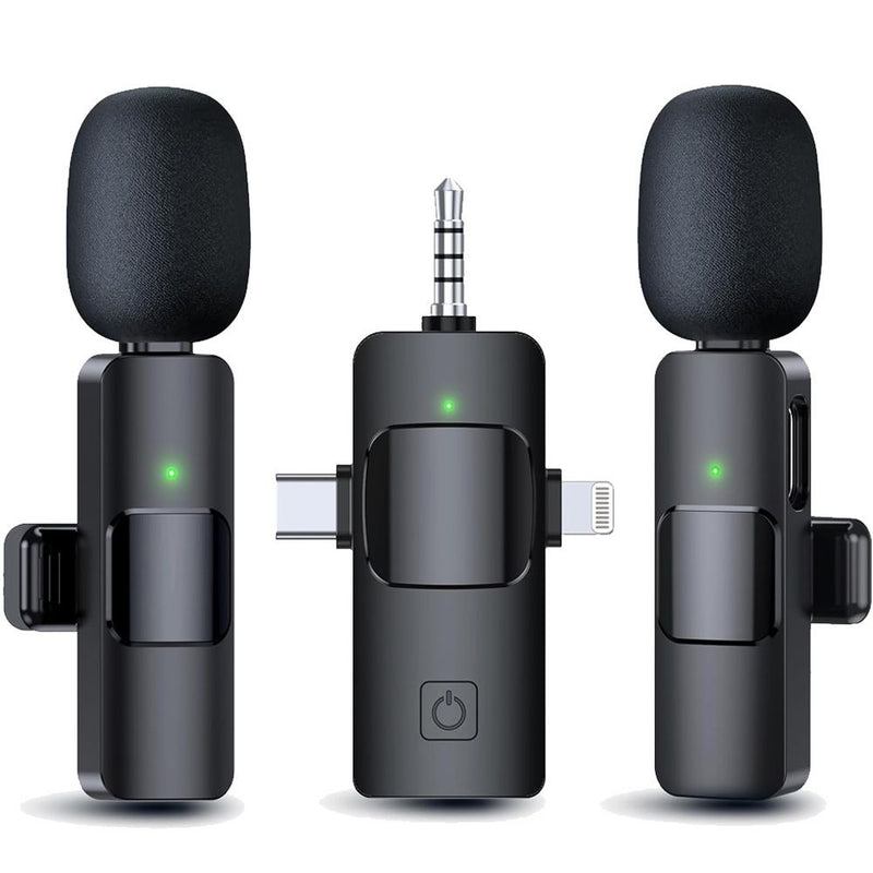 3 in 1 Wireless Lavalier Microphones Noise Canceling Mic