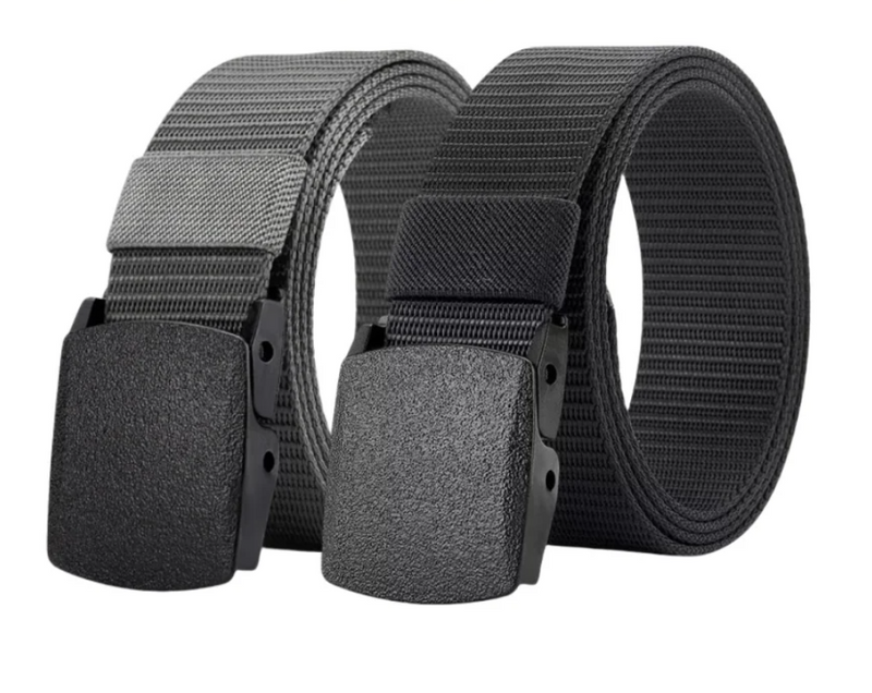 2 x Nylon Canvas Belt Quick-Release Lock Automatic Buckle Belt