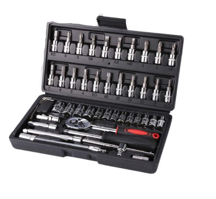 46-Pieces Car Automobile Repair Tool Ratchet Wrench Drive Socket Set 1/4-Inch