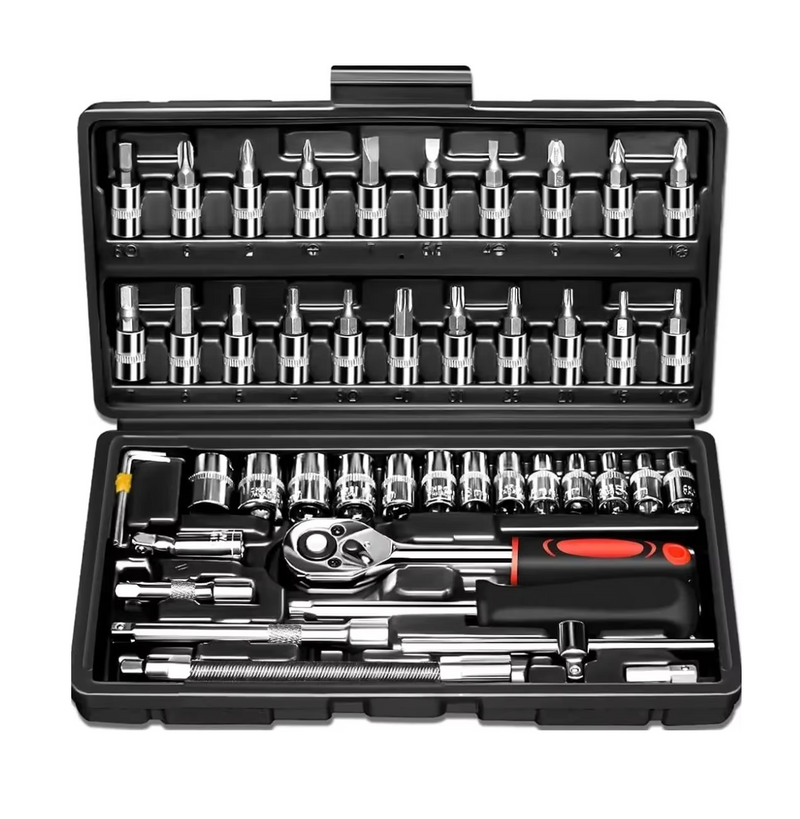 46 Pieces 1/4 Inch Drive Socket Ratchet Wrench Set