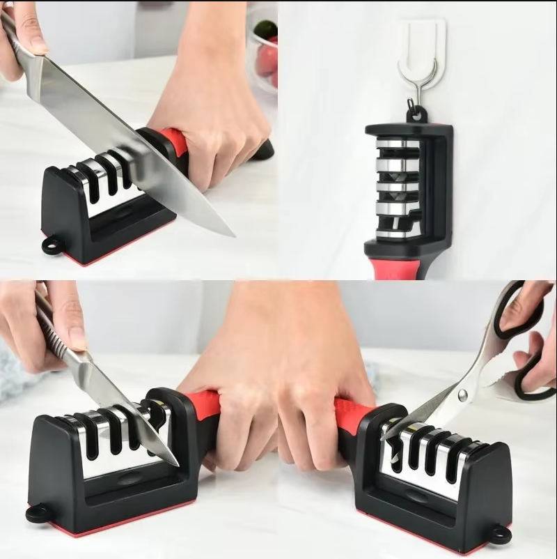 IPSTYLE Kitchen Knife Sharpener, 3/4 Stage Ousehold Multifunctional Handheld