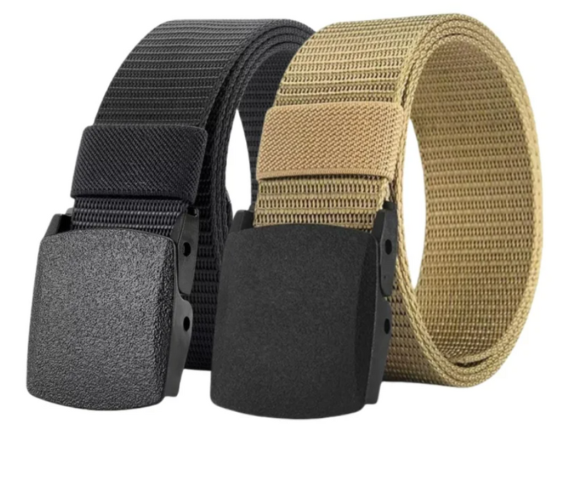 2 x Nylon Canvas Belt Quick-Release Lock Automatic Buckle Belt