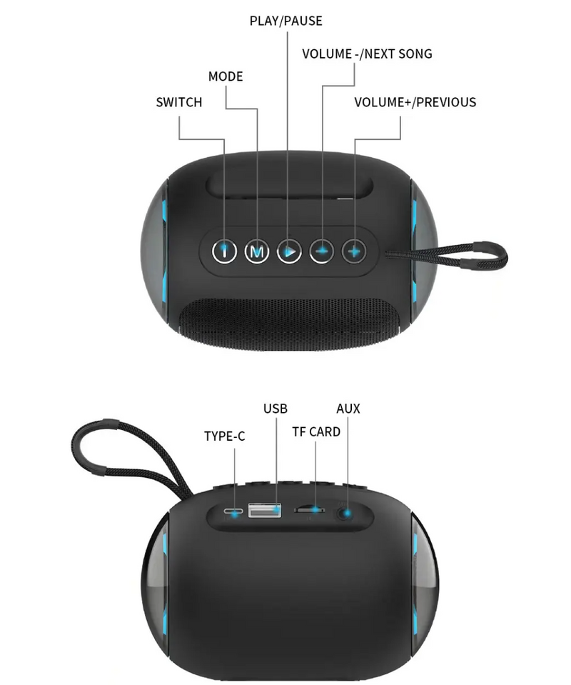 Portable Wireless Bluetooth Speaker For Outdoor Sport Portable Music Audio player USB Bluetooth Speak Party Radio