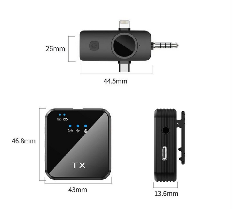 3 in 1 Wireless Lavalier Mic - 10M Range, 8H Battery, Noise Cancel