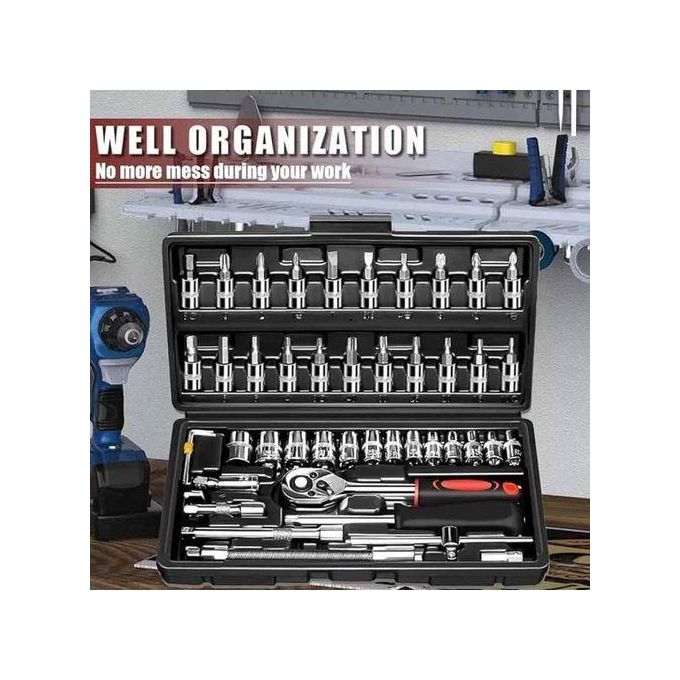 46 Pieces 1/4 Inch Drive Socket Ratchet Wrench Set