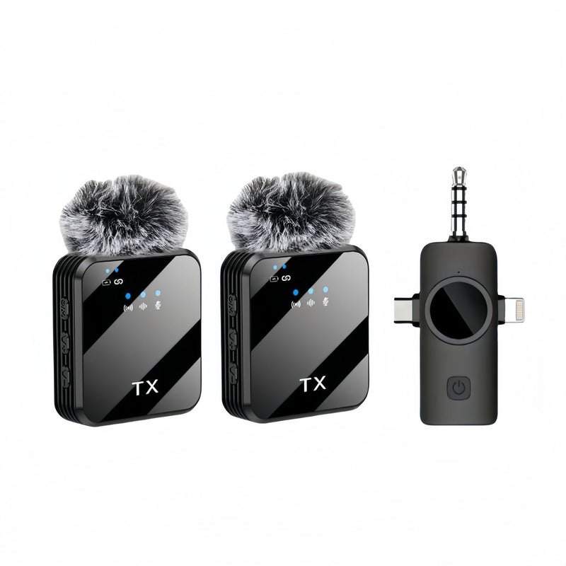 3 in 1 Wireless Lavalier Mic - 10M Range, 8H Battery, Noise Cancel