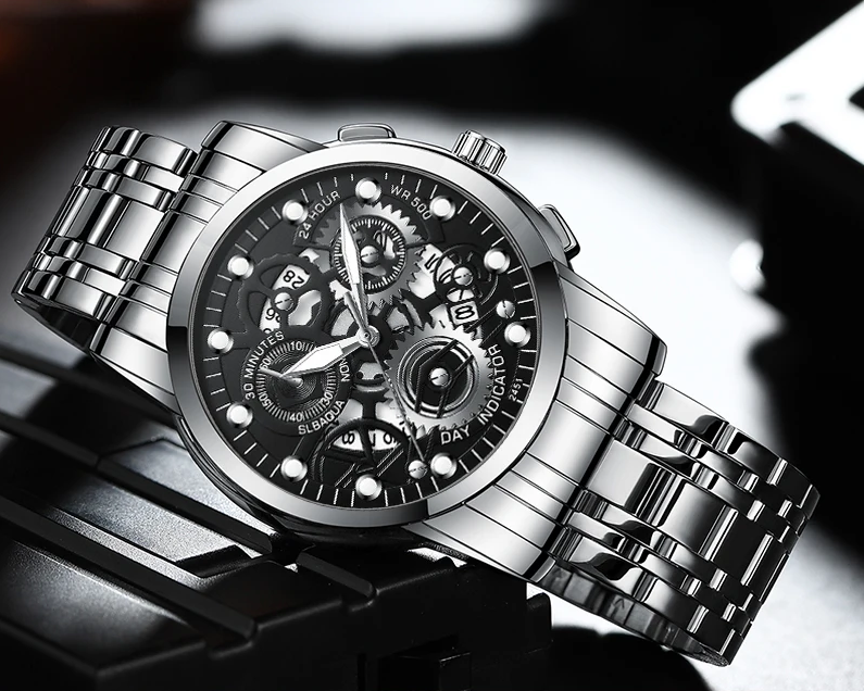 Hollow Out Trendy Quartz Wristwatch Stainless Steel Waterproof