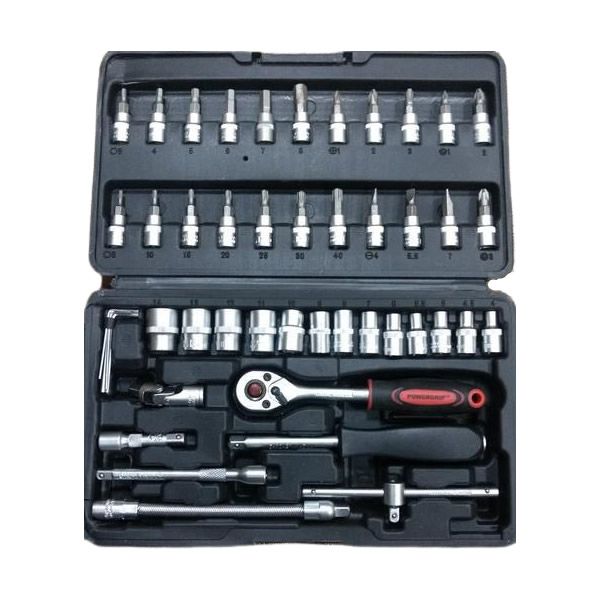 46-Pieces Car Automobile Repair Tool Ratchet Wrench Drive Socket Set 1/4-Inch