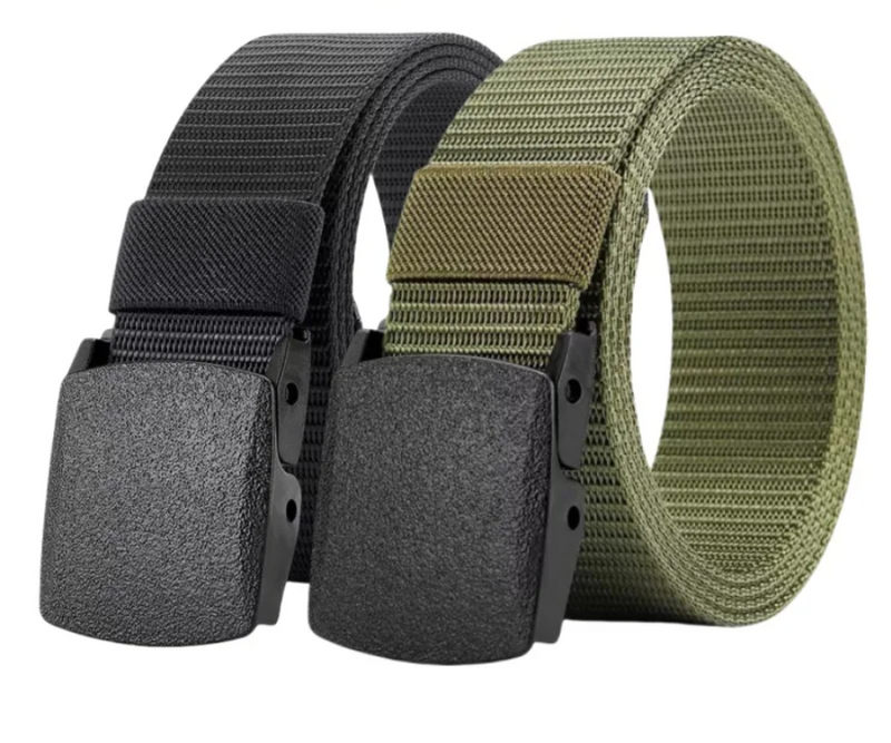 2 x Nylon Canvas Belt Quick-Release Lock Automatic Buckle Belt