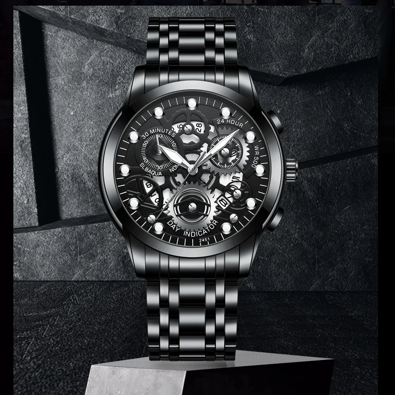 Hollow Out Trendy Quartz Wristwatch Stainless Steel Waterproof