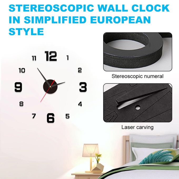 DIY Wall Clock With Number Stickers - 40cm