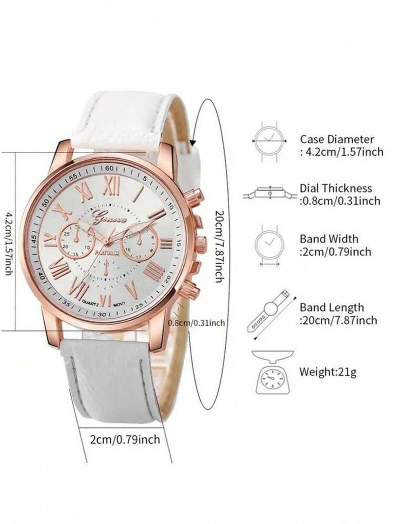 2 Piece Ladies' Casual Round Pointer Quartz Watch and Bracelet