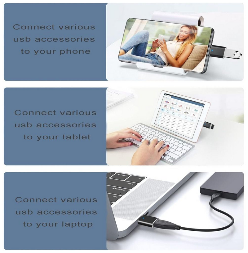 USB To USB C Adapter & Type C Male To 3.0 Female Charger