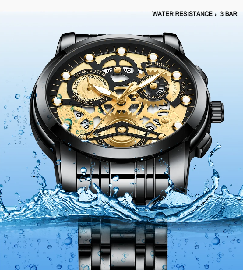 Hollow Out Trendy Quartz Wristwatch Stainless Steel Waterproof