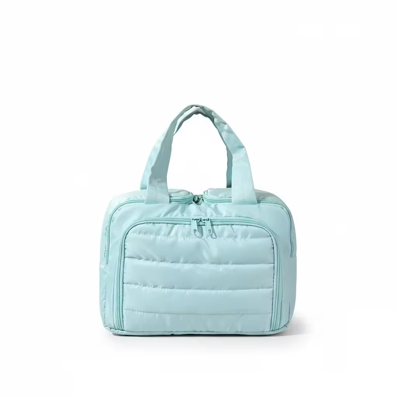 Fashionable Simple Woman Open Nylon Multi-layer Antibacterial Makeup Bag 2025 New Model Portable Lightweight Large-Capacity