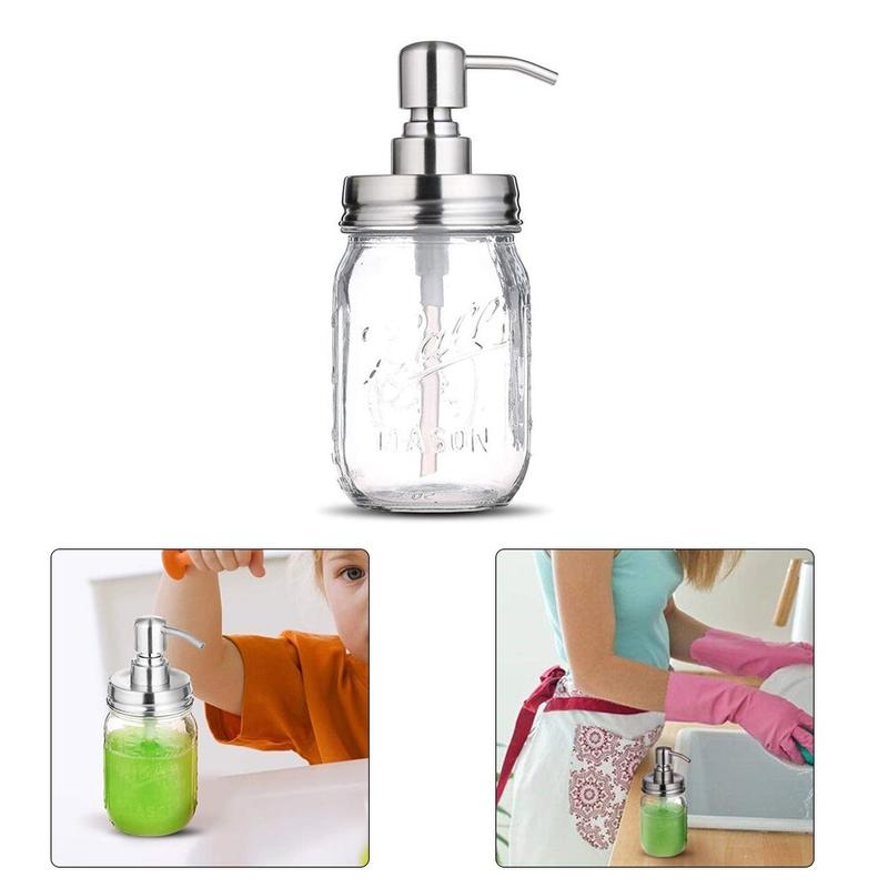 Glass Jar Soap Dispenser with Pump Classic Decor for Country House Kit