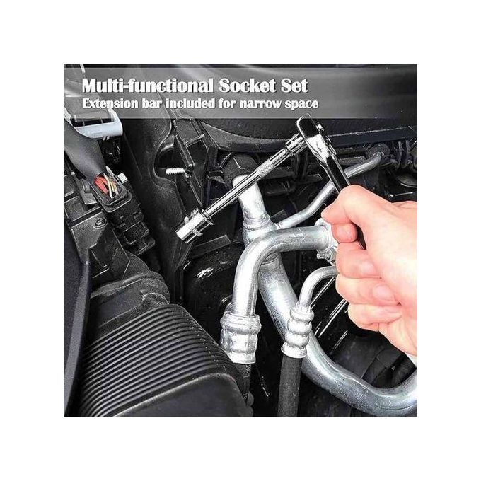 46 Pieces 1/4 Inch Drive Socket Ratchet Wrench Set