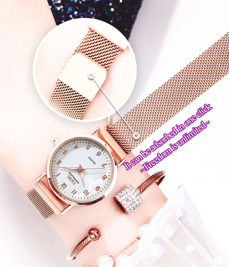 Elegant Watch For Girls Waterproof Magnetic Clasp