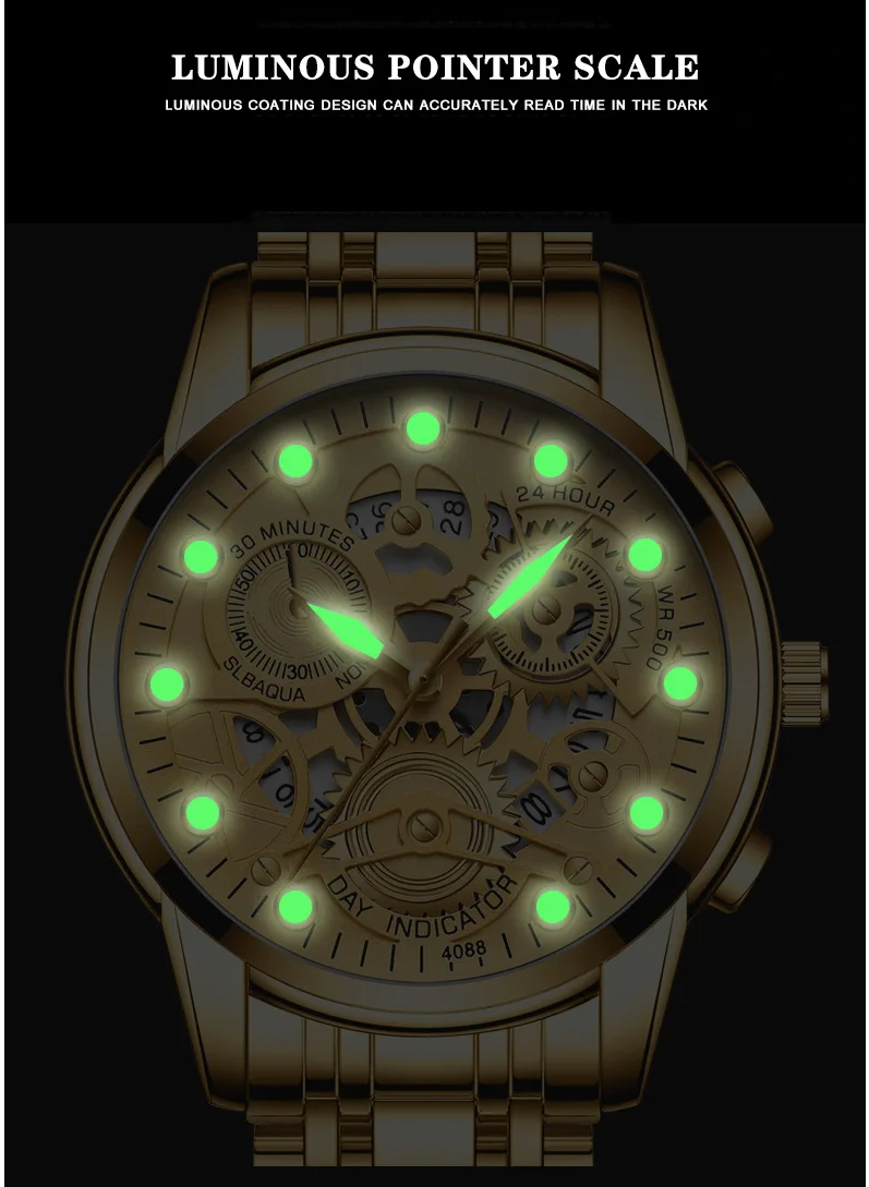 Hollow Out Trendy Quartz Wristwatch Stainless Steel Waterproof