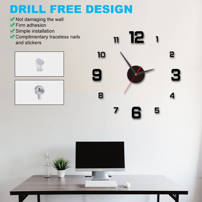 DIY Wall Clock With Number Stickers - 40cm