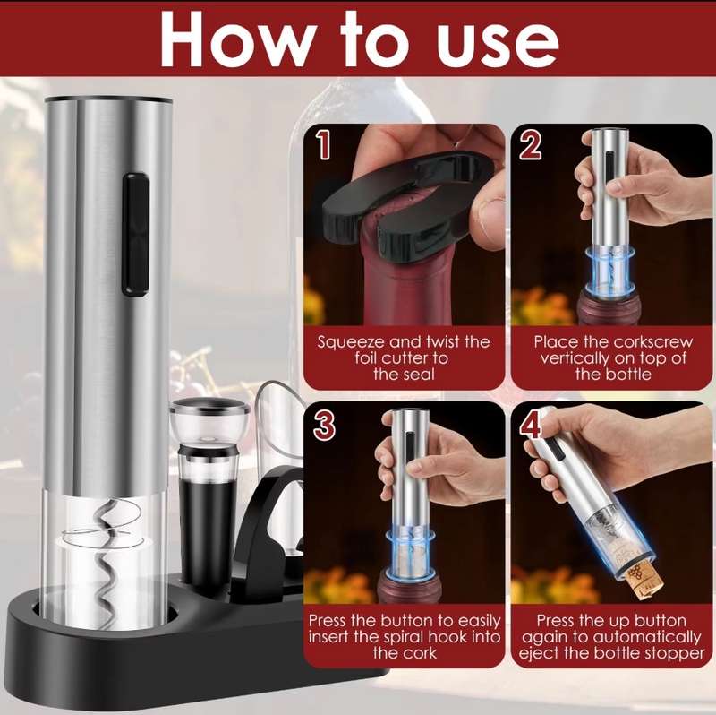 Rechargeable Electric Corkscrew Wine Opener 5 in 1 Electric