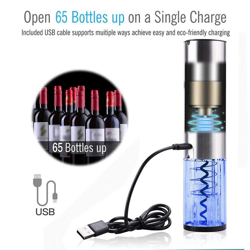 Electric Wine Opener Automatic Electric Corkscrew USB Battery Stainles