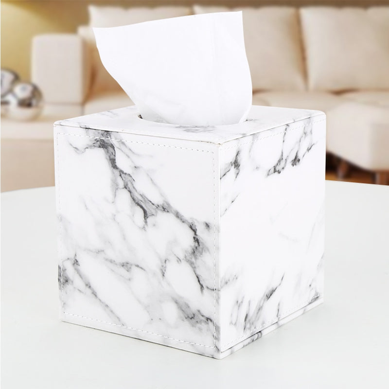 PU Leather Towel Box Marble Cube Toilet Paper Handle Towel Dispenser