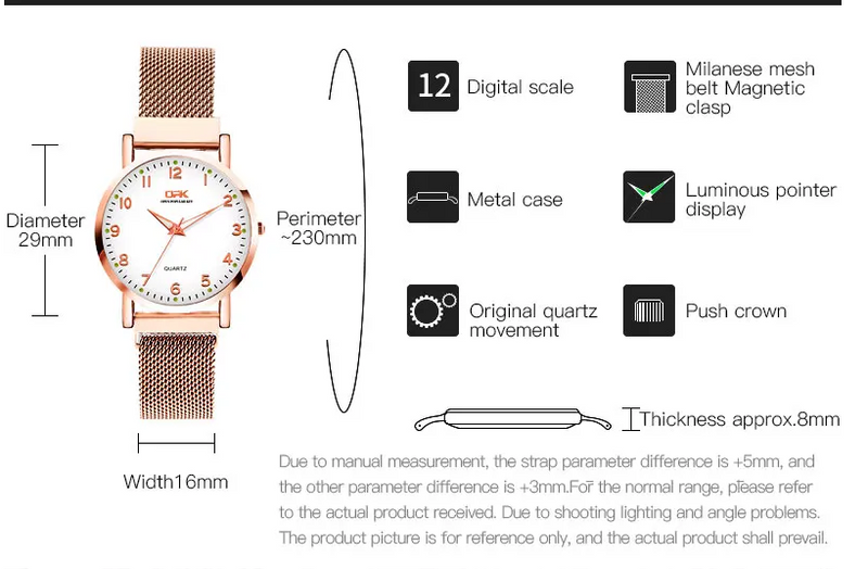 Elegant Watch For Girls Waterproof Magnetic Clasp