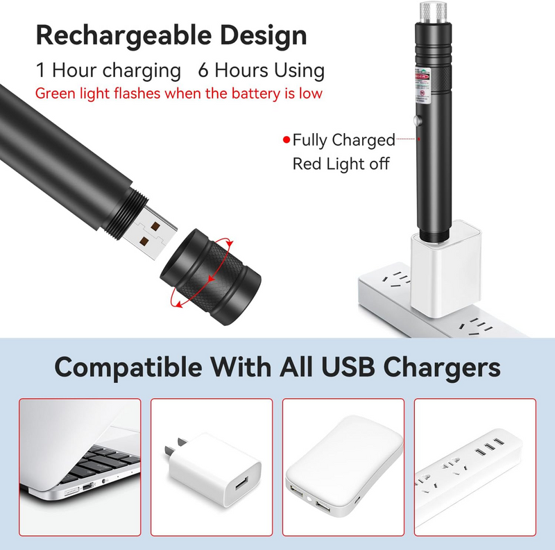 Rechargeable Laser Pointer Long Range with Star Cap for TV/LED