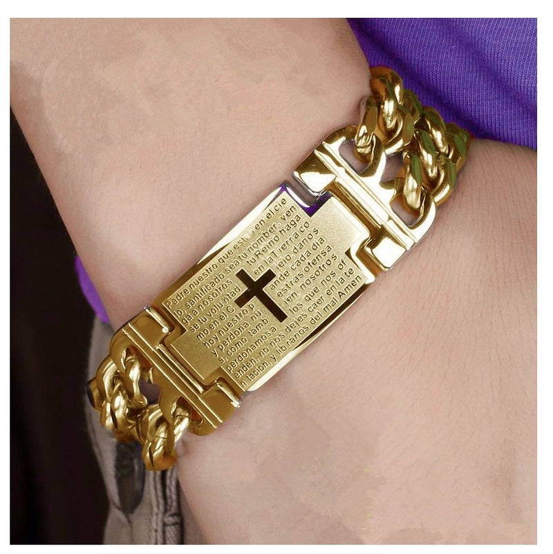 IPSTYLE Men Cross Bracelet Jewelry Male Hand Chain Wrap Bracelets
